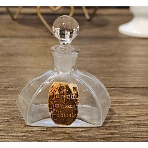 Antique Glass Perfume Bottle Parfum Narcissus Elegante 3" Tall 2.5" Wide